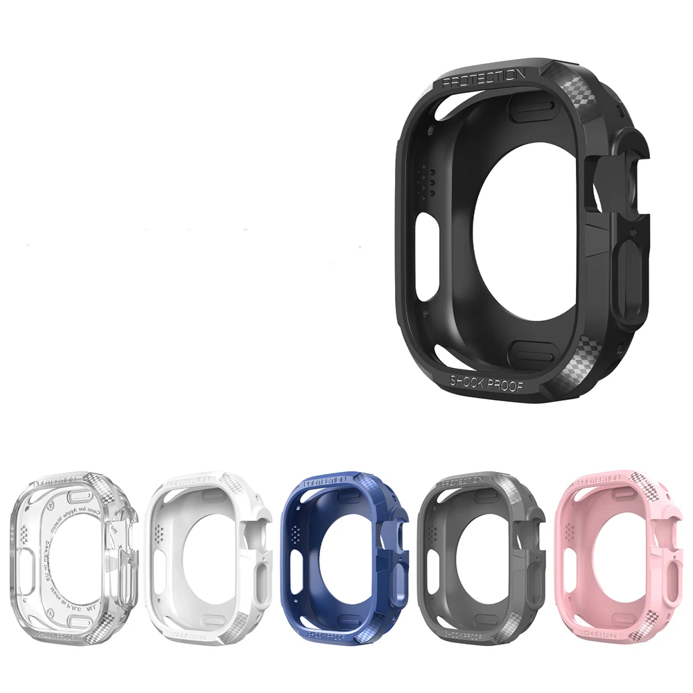 TPU Soft Case For iWatch Case 49MM Carbon Fiber Drop-Resistant Waterproof Protector For Iwatch Series 8 Lightweight And Durable