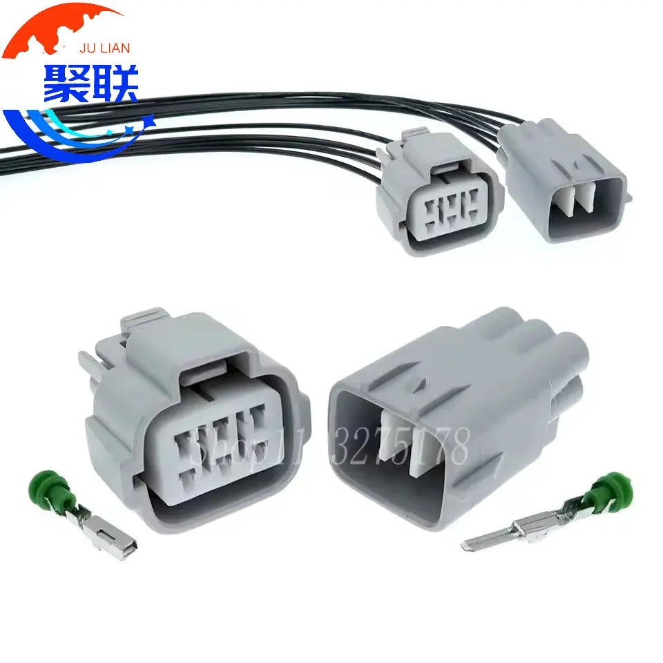 1Set 6Pin 6188-0175 6189-0323 90980-11663 Car Headlight Wiper Spray Wire Socket for Toyota Lexus Camry 90980-11194 90980-11193