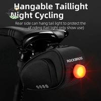 A32Z-ROCKBROS Rainproof Bike Bag Shockproof Bicycle Saddle Bag Reflective Rear Large Capacity Seat Post MTB Cycling Bag Accessor
