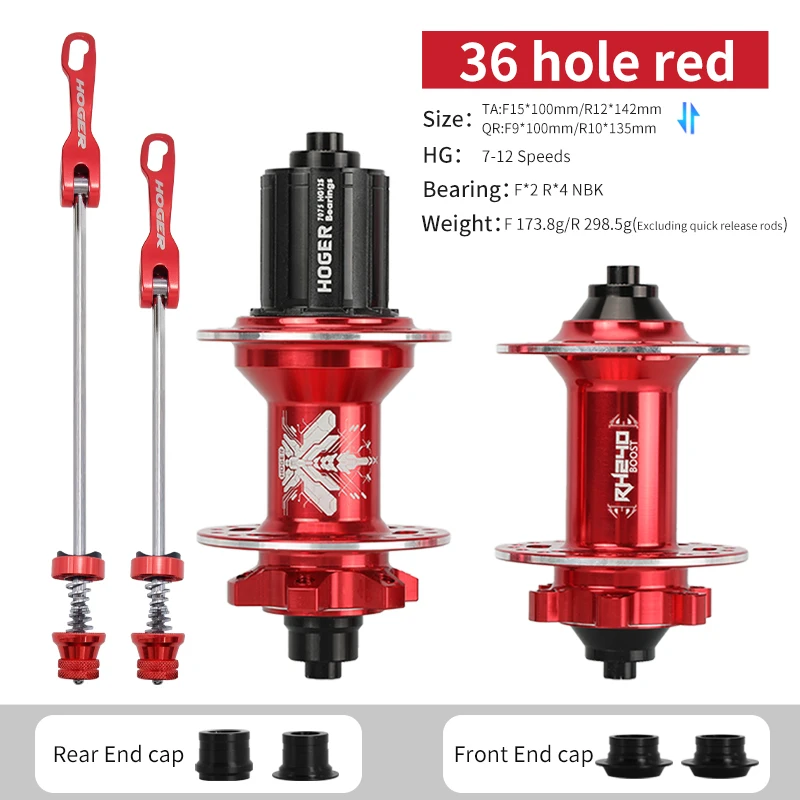 AliExpress HOGER MTB HUB Front Rear 32 36 Holes QR Thru-axle Exchange HG Mountain Bike Disc Brake Bicycle Hub 7-12S 120 Click Hub 6 Bearing