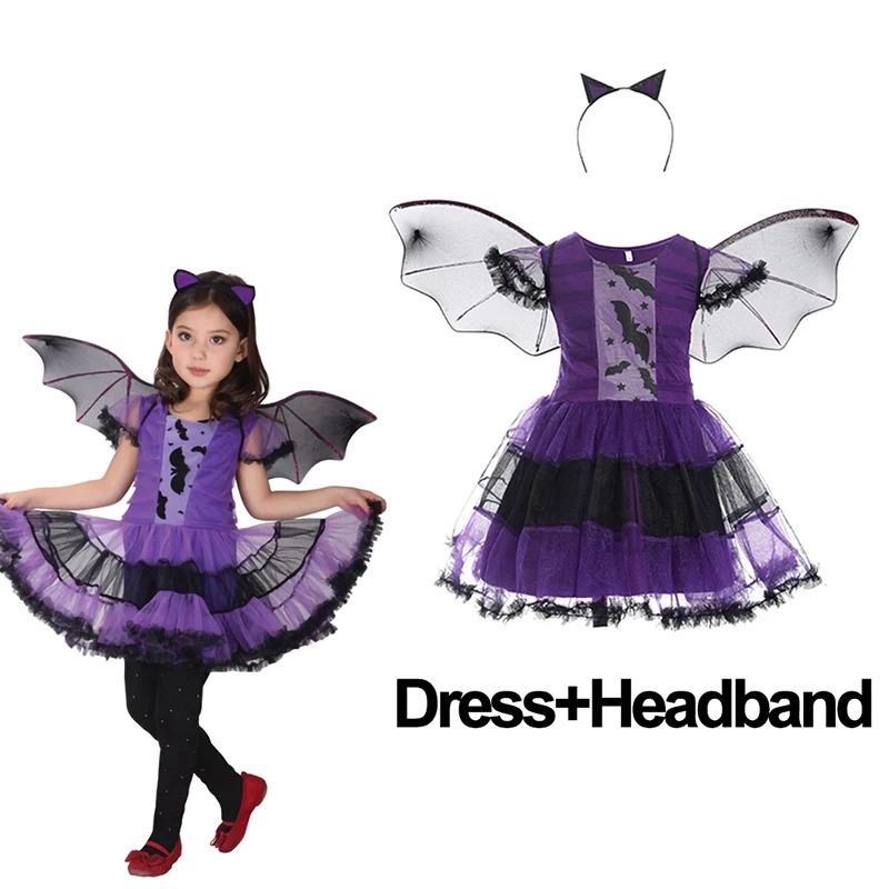 Halloween Costume for Kids Girls Cosplay Red Hood Vampire Fancy Dress Children Carnival Party Cape Dresses With Wing Clothes 12T