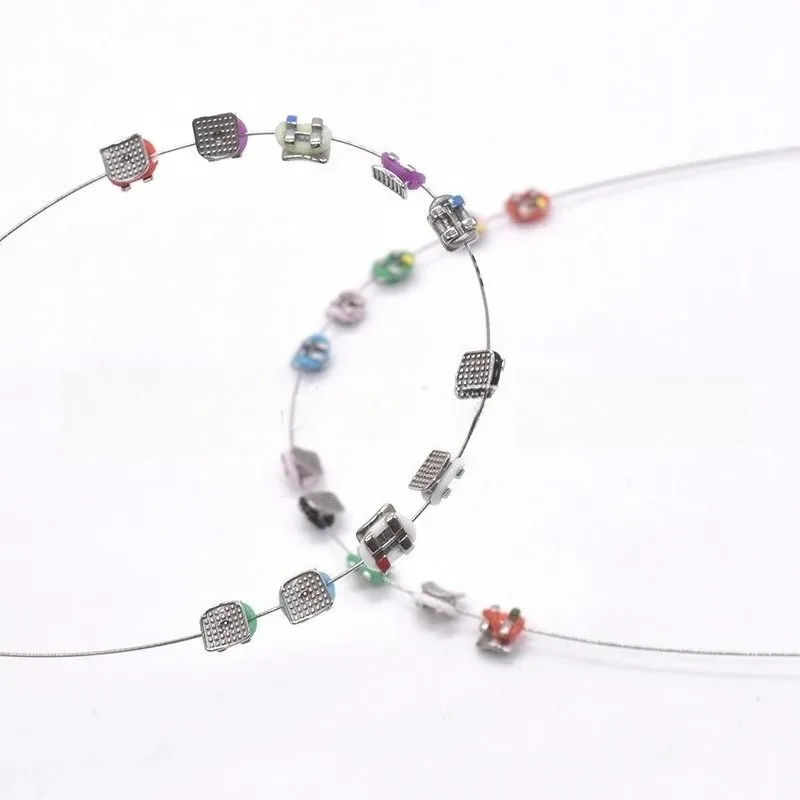 1 Pair Colorful Temporary Tooth Decoration with Metal Wires Fake Brackets Orthodontic Ligature Ties Braces Dental Decorations