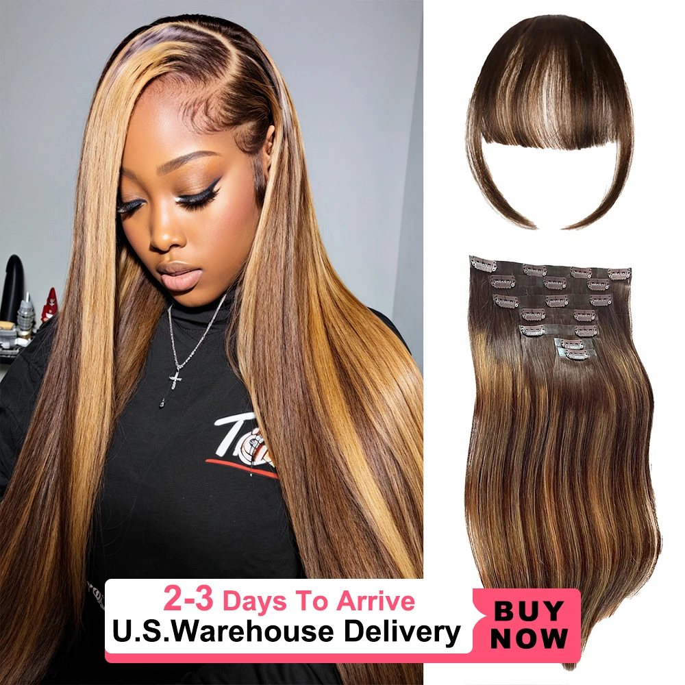 

40 дюймов, наращивание волос на клипсе, человеческие волосы, 140 г, прямые человеческие волосы Remy Brown Ombre, 10 шт./компл., наращивание волос на клипсе