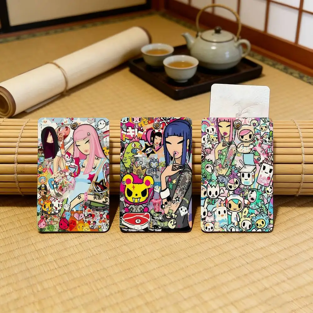 

Cartoon Art T-tokidokiin funny Bus house access card protective cover school rectangular keychain PU leather ID Best sellers