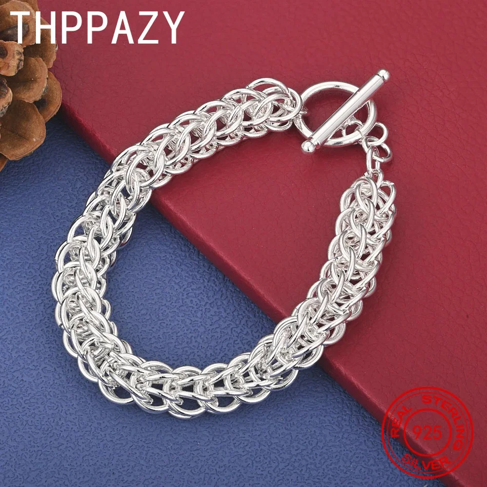 

THPPAZY 20cm Chain 925 Sterling Silver Circular Chain Bracelet For Men Fashion Trendy Niche Jewelry Birthday Party Holiday Gift