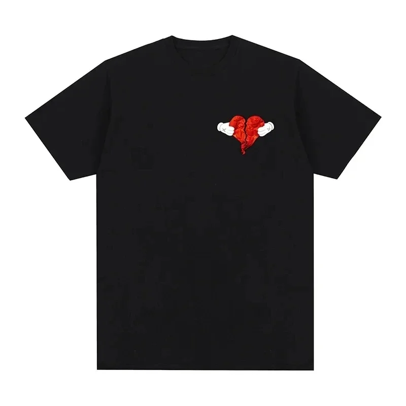 Kenya Wast Heart Heartbreak Printed Men's T-shirt Vintage Cotton Y2K New Summer Men's New Loose Couple Fashion T-shirt