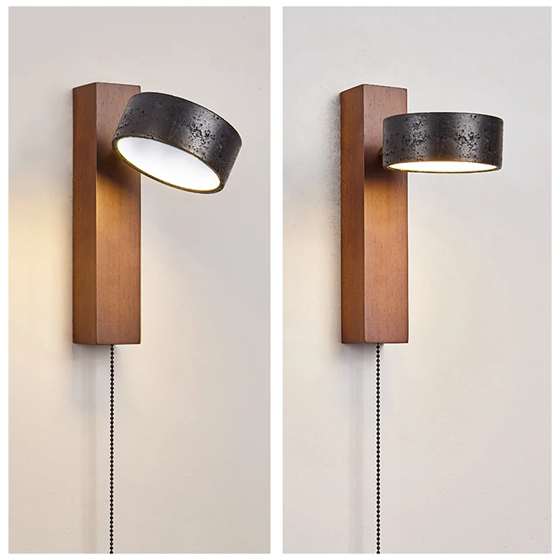 Wabi Sabi Natural Black Stone LED Wall Lamp - Modern Simplicity Bedroom Desk Light Home Interior Bedhead Decoration