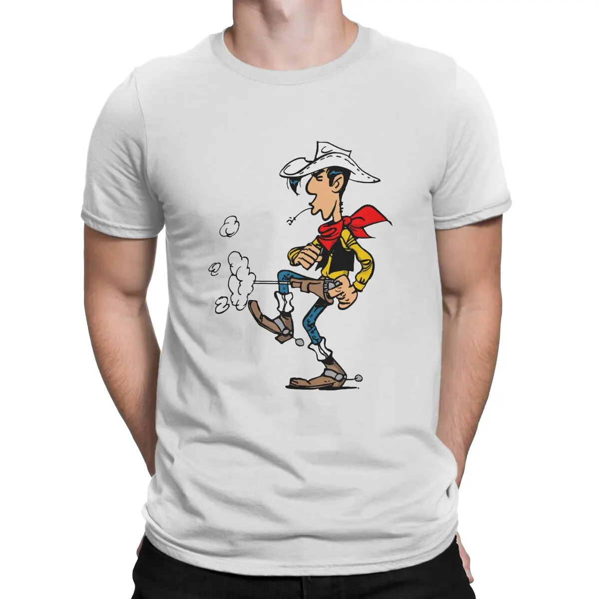 Lucky Luke Cotton T-Shirts Cartoon Anime Print Men Women Short Sleeve T Shirt Hip Hop Oversized Harajuku Tees Tops Man Clothing