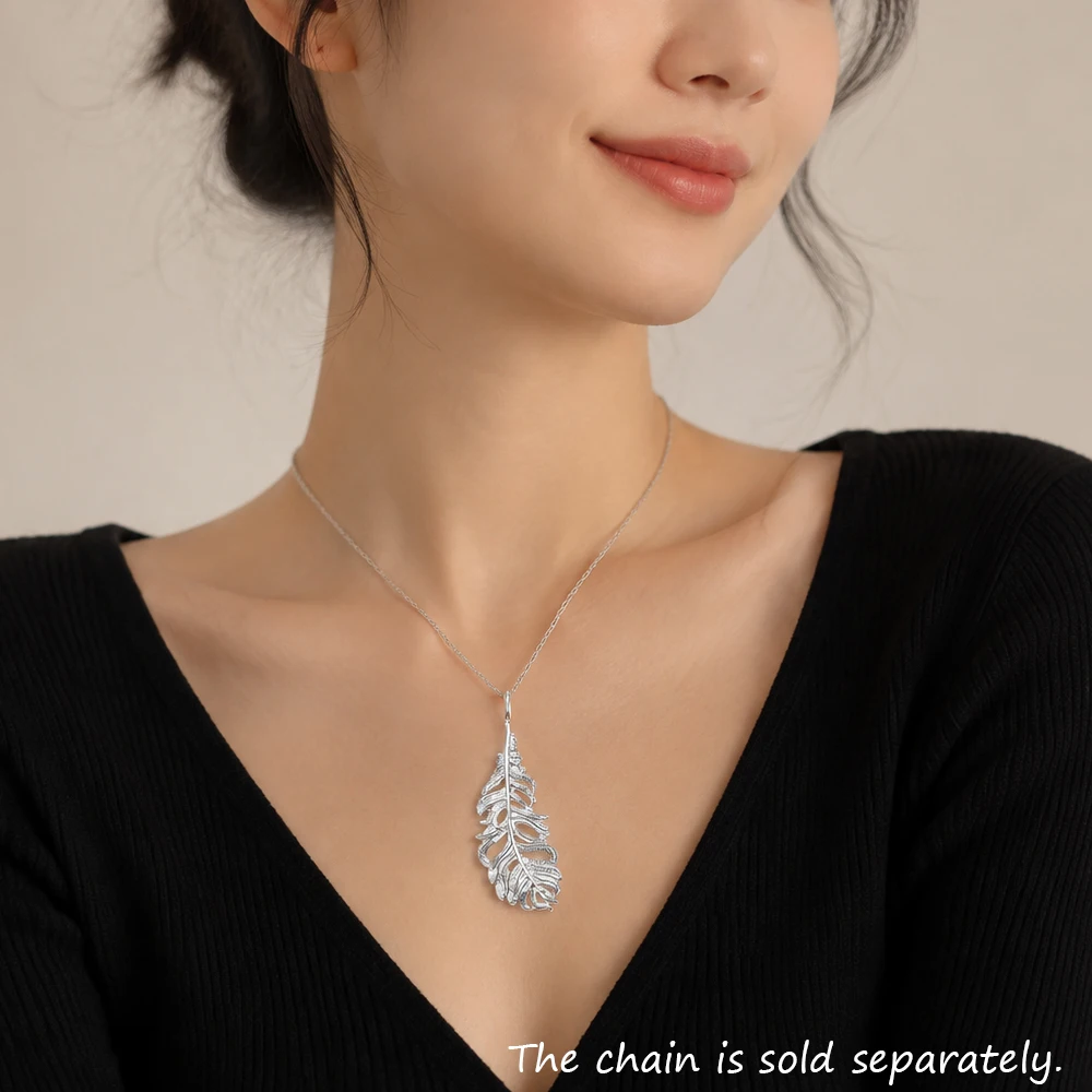 Anhänger Weiß Federn Marke Neue Mode Schmuck Europa Stil Trendy 925 Sterling Silber Geschenk Für Frauen Männer – Detail 2