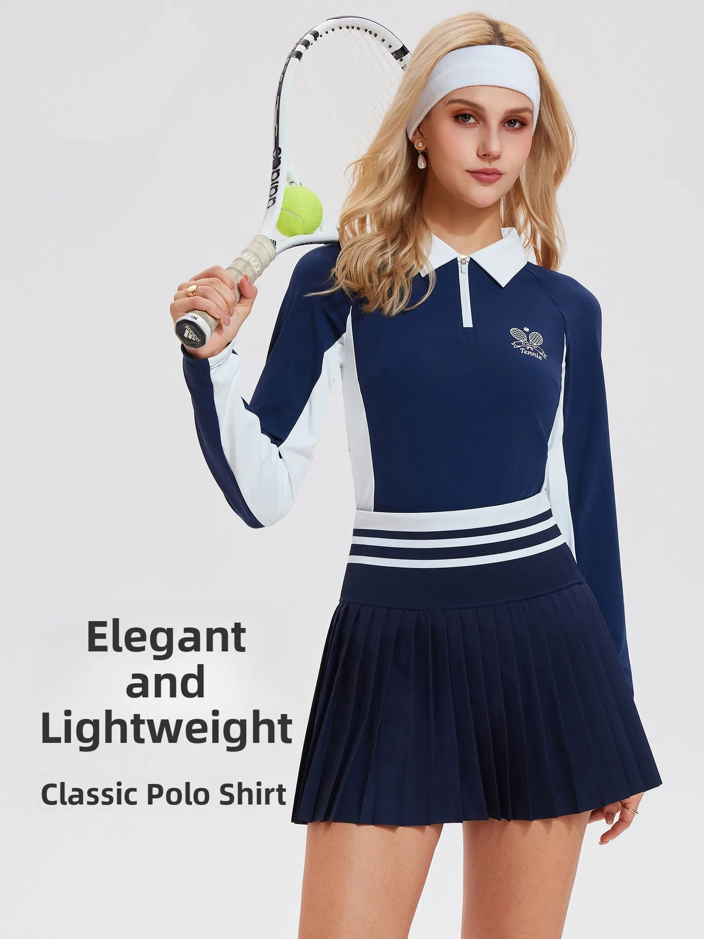 

Women's Tennis Outfit Long Sleeve Collared Sportswear Quick Dry Slim Fit Yoga Polo Shirt Breathable Nylon Fabric Running Fitness