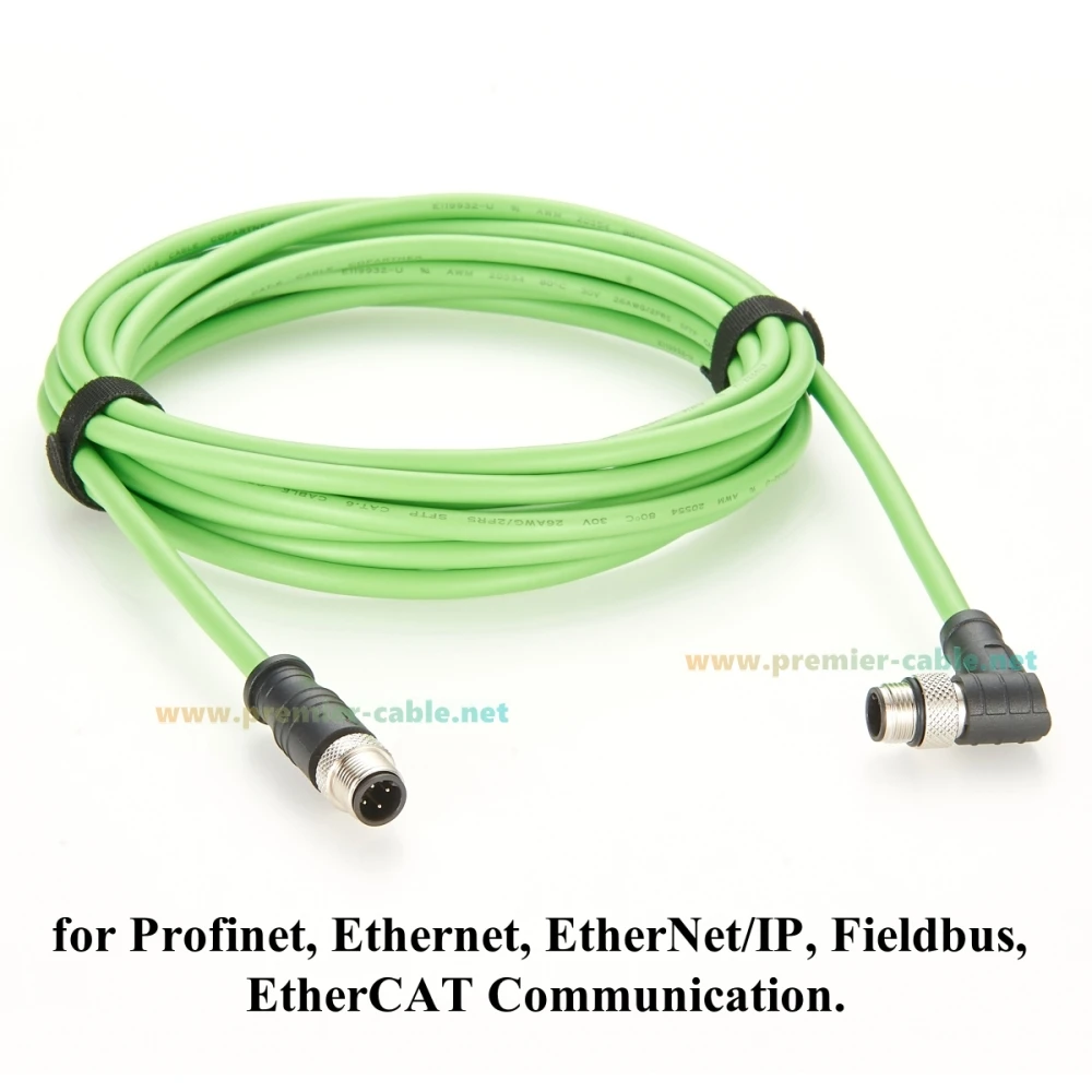 الزاوية اليمنى Profinet M12 4 دبوس D رمز Cat5 كابل إيثرنت ذكر إلى ذكر محمية عالية فليكس كابل الكاميرا الصناعية للتشفير #4