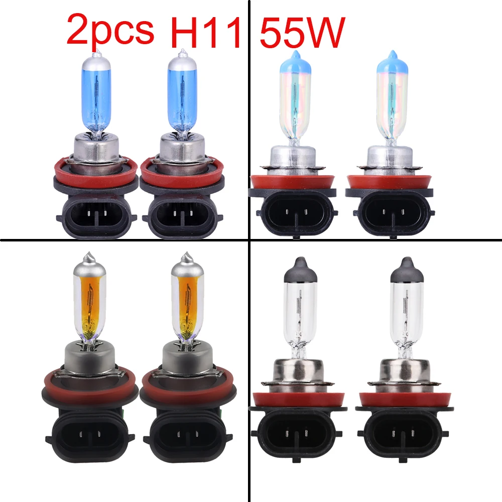 2pcs H11 55W Super White Halogen Bulb Fog Lights 4300K 12V Rainbow Blue Headlight Lamp Car Driving Light Car Styling 6000K