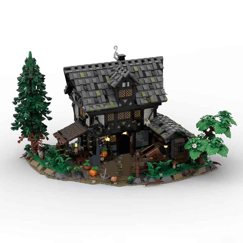 3973PCS Europese Middeleeuwse Street View MOC Crow tavern Inn model DIY creatieve ideeën Retro kind Speelgoed Montage Puzzel Verjaardagscadeau