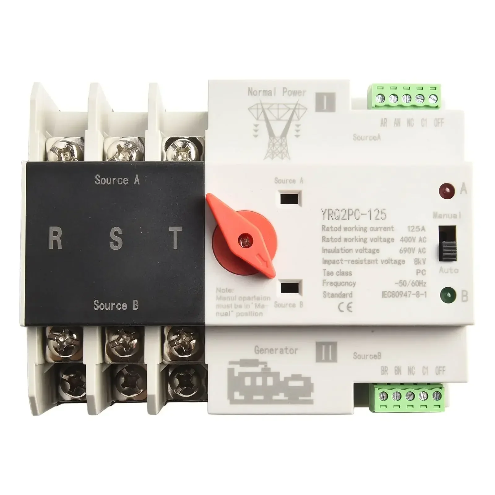 2P/3p/4p Dual Power Automatic Transfer Switch 6KA 50/60Hz 220V AC 125A For Electrical Equipment Uninterrupted Switching