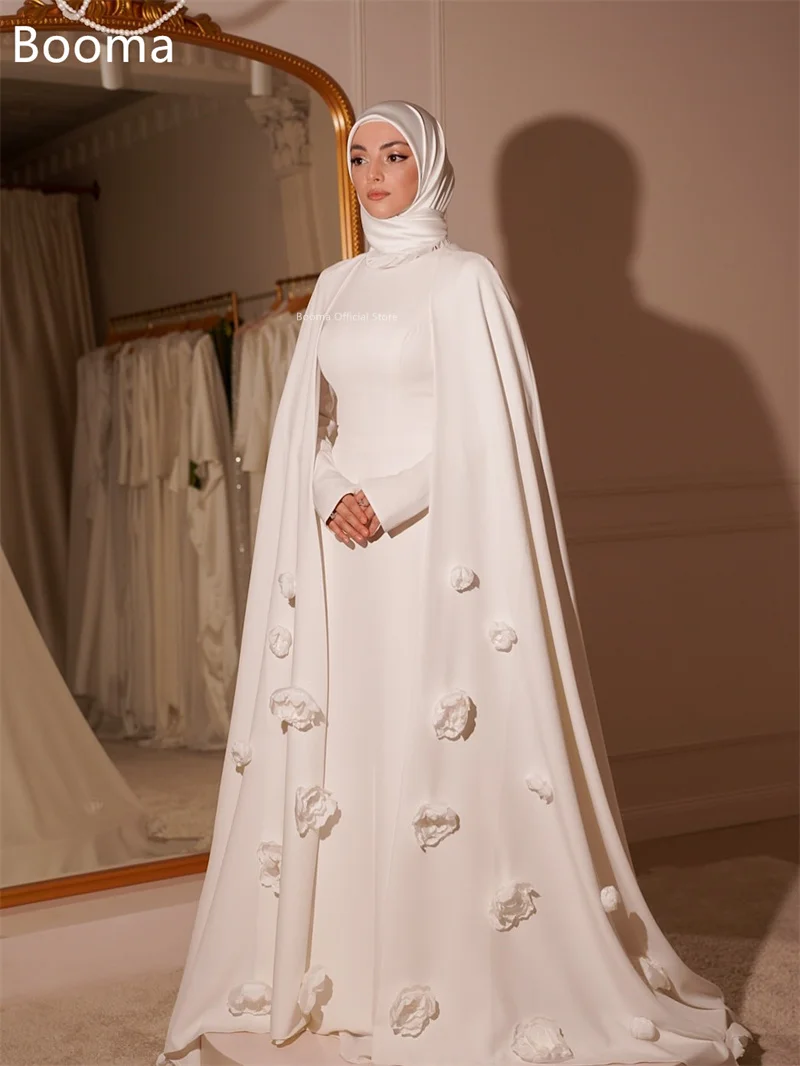 Booma a-line فساتين زفاف بسيطة من الساتان بطول الأرض فستان عرائس أنيق المملكة العربية السعودية مصنوع حسب الطلب 2025