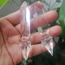 Camal 1PCS 84mm K9 Clear Conical Rocket Head Shaped Long Crystal Glass Prisms Pendant SunCatcher Lamp Lighting Chandelier Parts