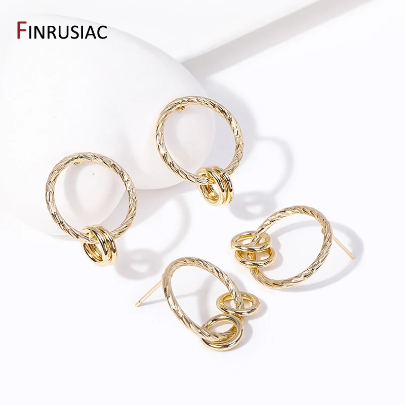 FINRUSIAC Multiple 14K Gold Plated Classic Twist Stud Earrings For Women High Quality Earring Hooks For Jewelry Making Supplies