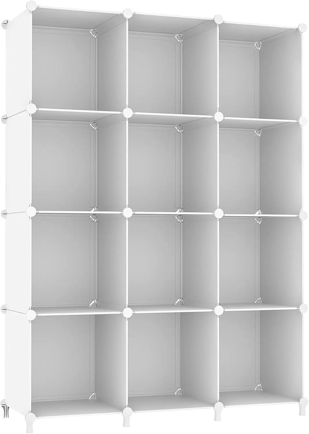 

12 Cube Storage Organizer DIY Stackable Bookshelf for Home Bedroom White Plastic Shelves