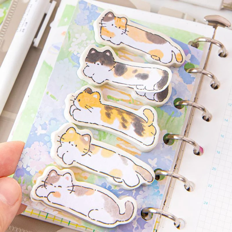 1/2pcs Cute Cat Index Tabs Self Adhesive Page Markers Waterproof Sticky Notes Classify Files Flags Posted It planner Stickers