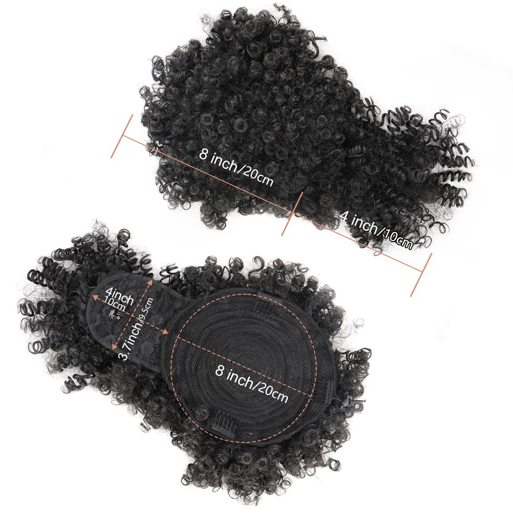 Coda di cavallo afro con coulisse e frangia Capelli updo ananas per donne nere, chignon sintetico corto riccio crespo con coda di cavallo