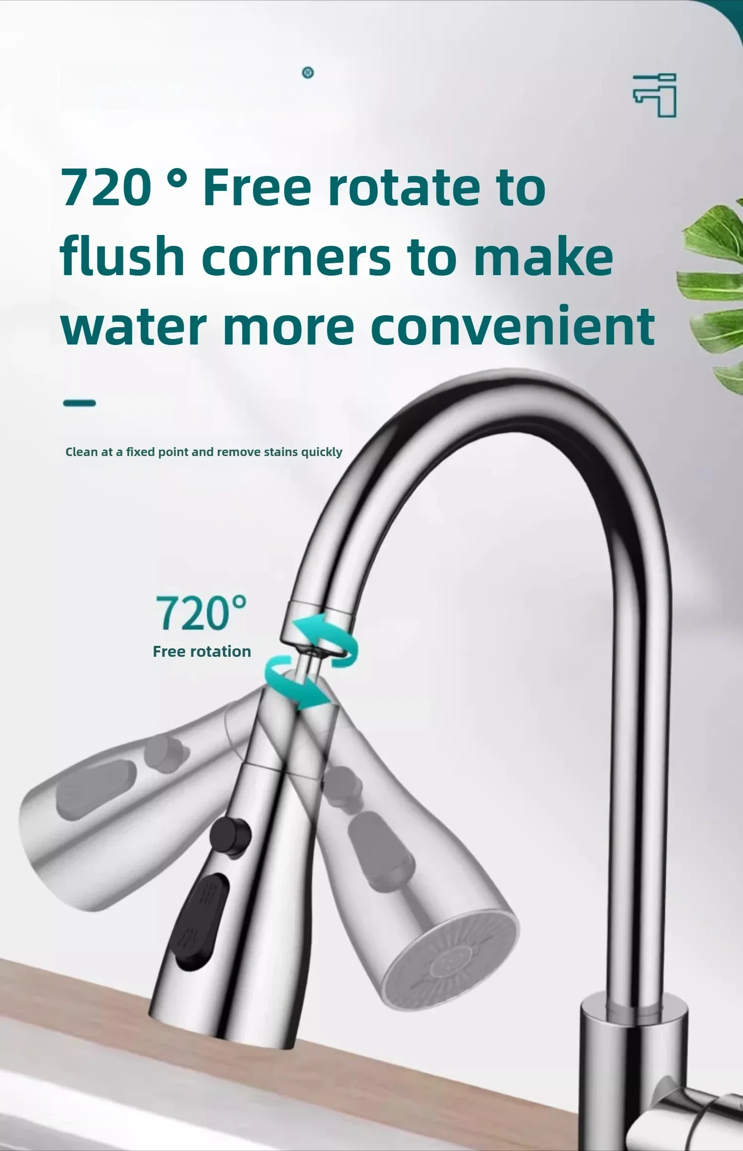Universal 360° ° Drehen Küche Wasserhahn Extender Belüfter Kunststoff Spritzfilter Küche Waschbecken Wasserhahn Bubbler Düse Belüfter – Detail 6