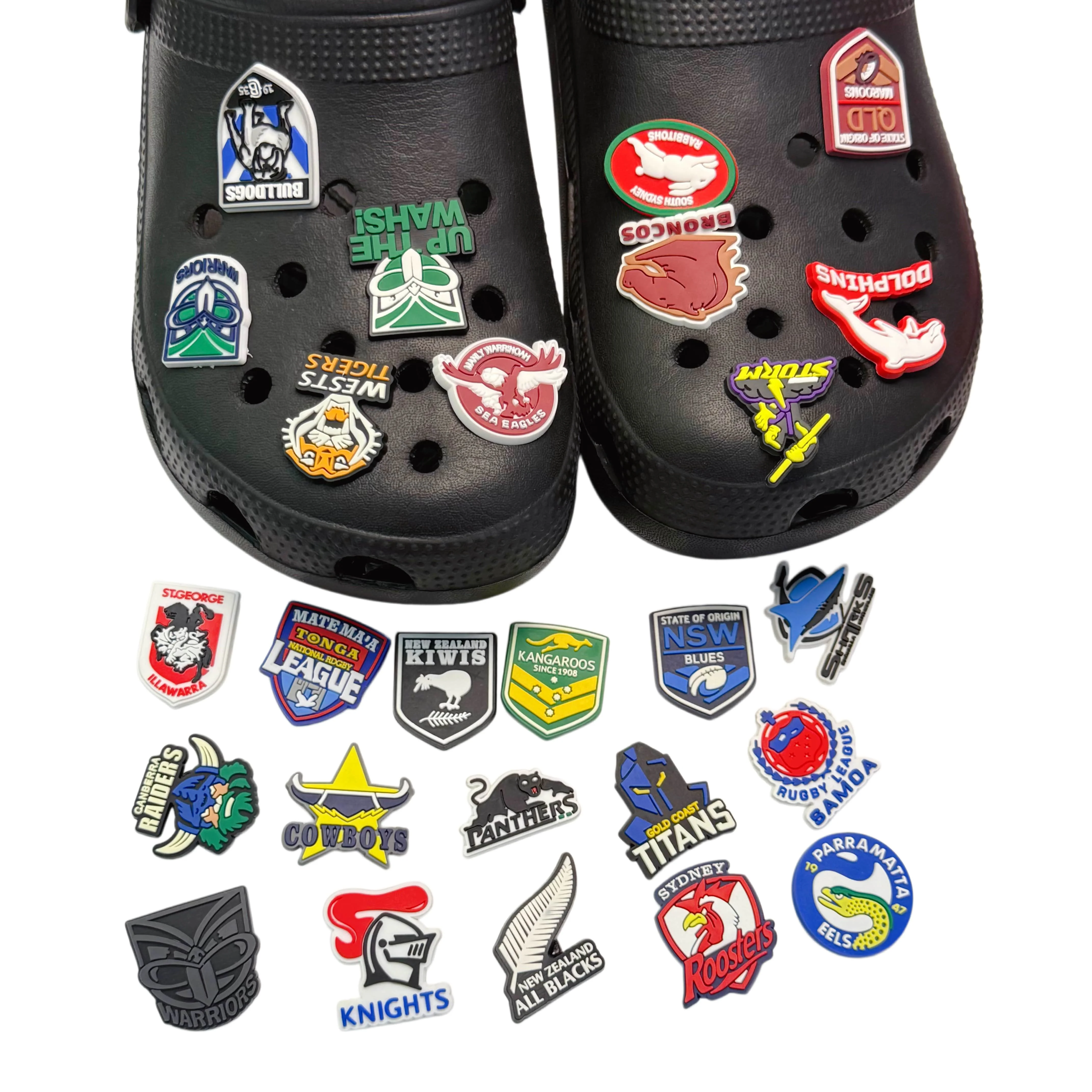 Großhandel 19-100 Stück Australische Tier-PVC-Schuhzubehör Erwachsenen-Lieblings-Sportserie Sandalen-Charms Passend für Partygeschenke