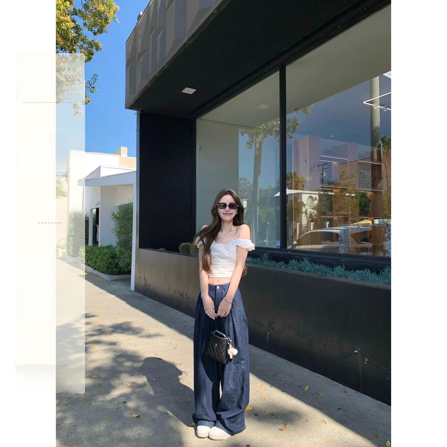 

YUYUREAL Повседневные шикарные летние джинсовые брюки для женщин, свободные прямые тонкие хлопковые стрейчевые джинсы, повседневная летняя мода