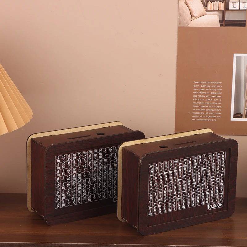 1000/3000/5000/10000 Euro Money Box Wooden Piggy Bank With Reusable Money Box With Saving Goal And Numbers Boxes