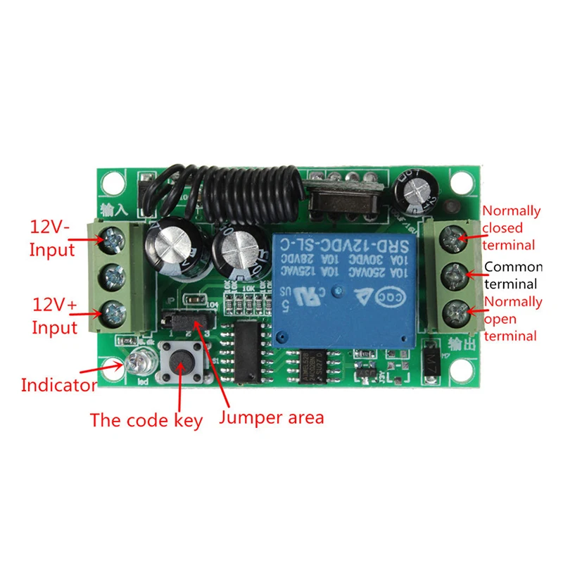Dc 12V 10A 1Ch Wireless Remote Control Switch System Receiver Transmitter 2 Buttons Waterproof Remote 433Mhz