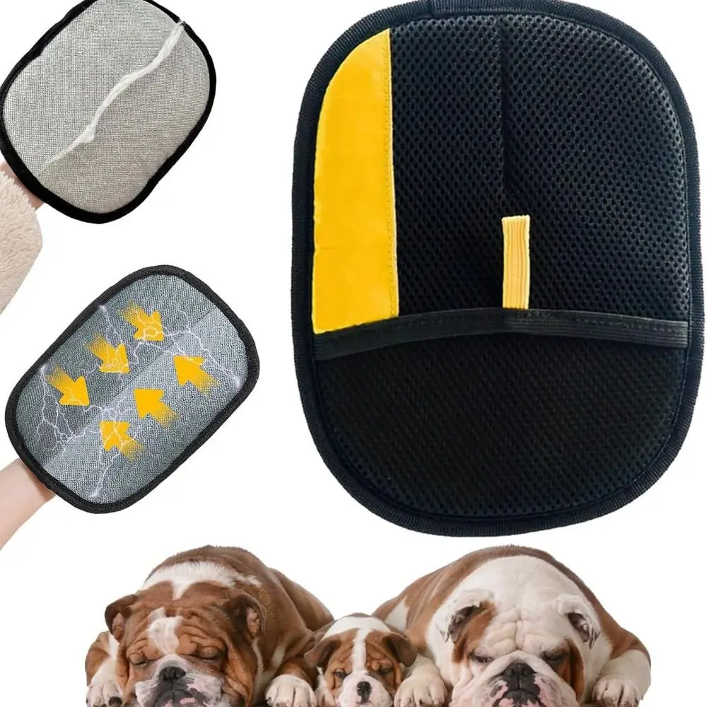 3 STKS Dubbelzijdige Pet Grooming Handschoenen Multifunctionele Zachte Statische Ontstoffen Borstel Verdikte Zwarte Pet Hair Remover Borstel Hond
