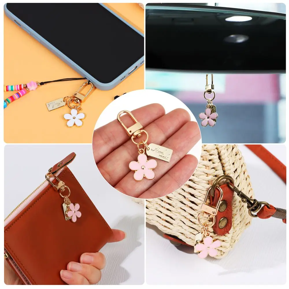 Metal Women Decoration Flower Key Chain Bag Charm Keyring Keychains Pendant for Purse