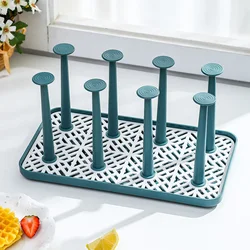 Cup Drying Rack Dust-proof Glass Cup Drainer Holder Stand Detachable Bottle Dish Drying ShelfStorage Tray Kitchen Supplies