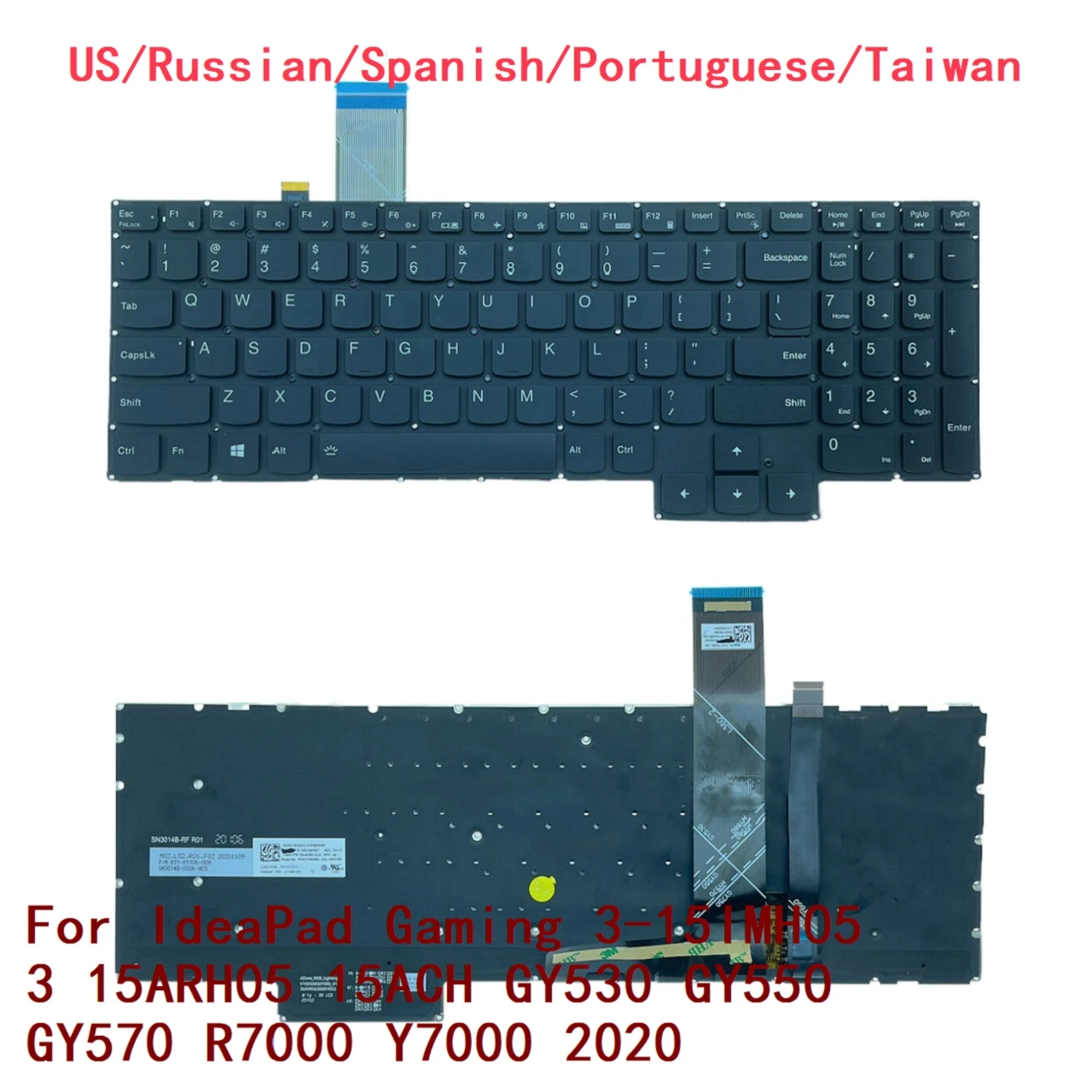 Klawiatura US RU SP PT TW RGB do gier Lenovo IdeaPad 3-15 imh05 3 15 arh05 15ach GY530 GY550 GY570 R7000 Y7000 2020