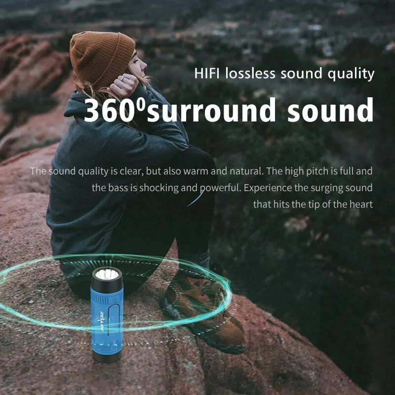 ZEALOT-S1 Bluetooth スピーカー屋外自転車スピーカーポータブル防水ワイヤレススピーカーサポート TF カード + 懐中電灯 + パワーバンク