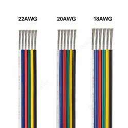 6 Pin LED Connector Cable SM JST RGBW Cable 6 Core Electrical Copper Wires 6pin Wire For RGBWW 5050RGB+CCT Strip LED Driver