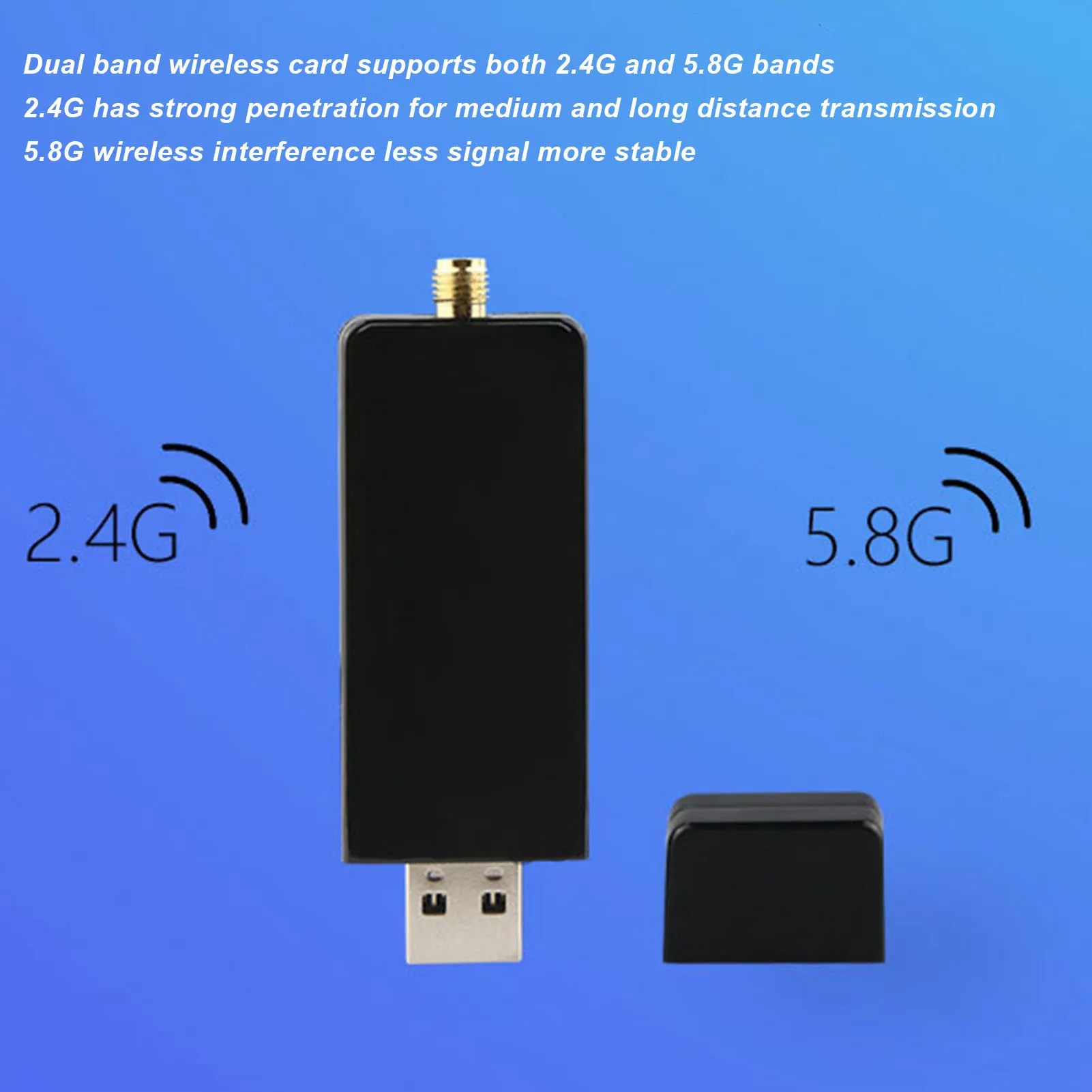Adaptor WiFi Kartu Jaringan Nirkabel W50L 5DB RTL8812AU 1200M Dual Band USB 3.0 Antarmuka Adaptor WiFi untuk Android untuk Win