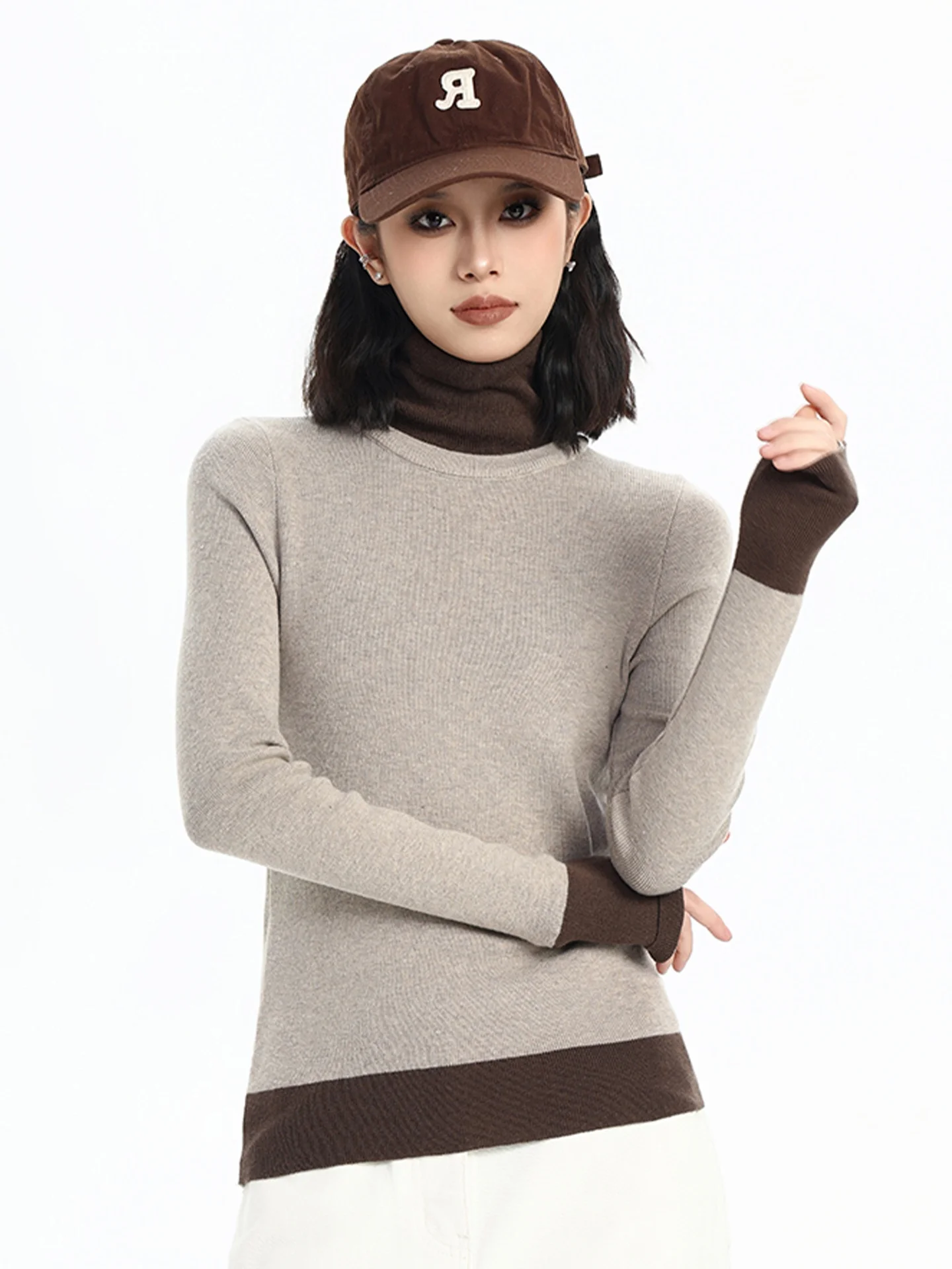 

Winter Long Sve Knitted Sweater Slim Fit Camere Inner Wear Ele Vintage Sle Soft Cozy Commute Faion Korean Version