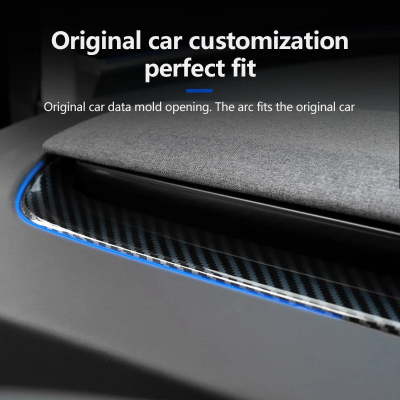 VASTZ Dashboard Cover Bright ABS Carbon Fiber Pattern Matte Black For Tesla Model 3 Highland Automotive Interior Accessories