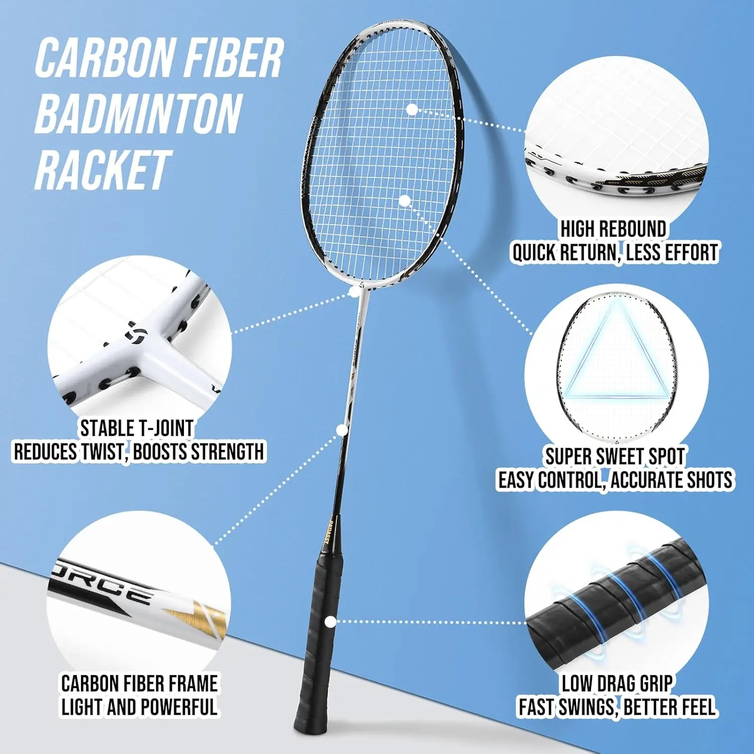 Outdoor Badminton Set with Anti-Sag Net, 4 Rackets, Shuttlecocks & Carry Bag for Backyard Fun