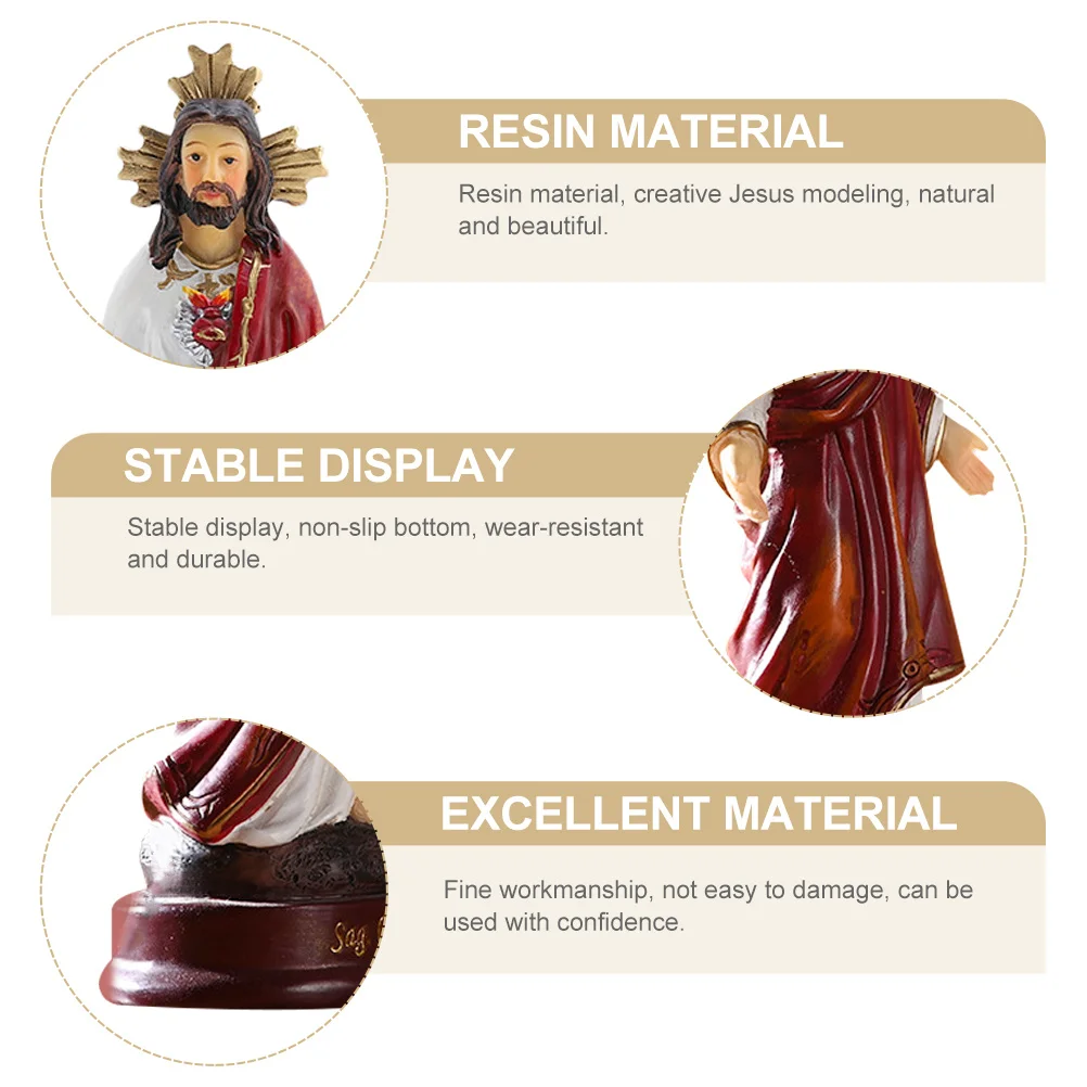 

Resin Jesus Adornment Exquisite Religious Craft Home Office Church Tabletop Decoration Resin Jesus Statue Religious Adornment