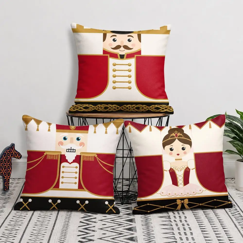 Royal Toy Soldier Style Cushion Cover Short Plush Soft Double-Sided Printing Pillow Case Cozy Sofa Bedroom Home Decor Gift