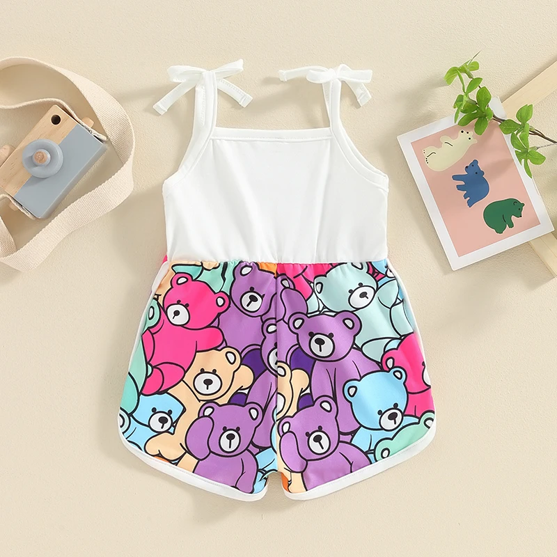 WZTYYDS Toddler Baby Girl Summer Clothes Floral Romper Tie-Up Strap Halter Jumpsuit Infant Summer Sling Playsuit 6M-3T