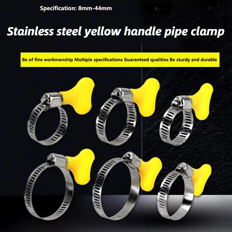 

10pcs Stainless Steel Handle Hose Clamp Circular Air Water Pipe Fuel Hose Clips of Water Pipe Fasteners Clamps 8mm-44mm