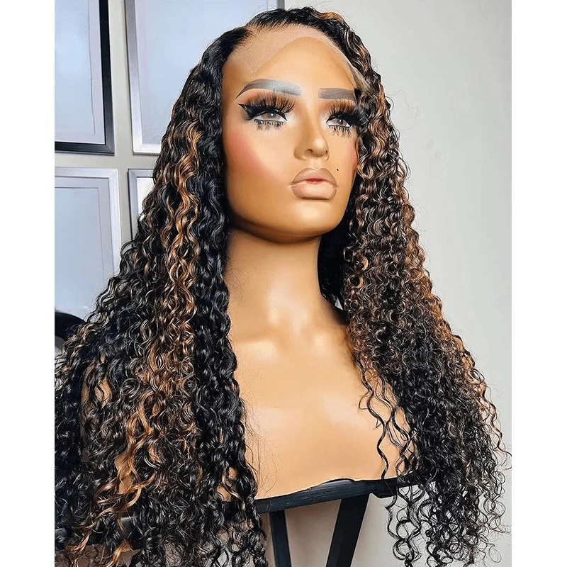 180Density 26Inch Soft Highlight Blonde Kinky Curly Long Deep Lace Front Wig For Women With Baby Hair Glueless Preplucked Daily