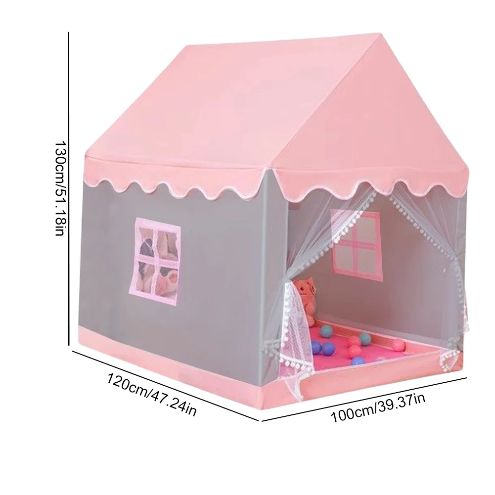 Large Children Toy Tent Folding Kids Tent Baby Play House Girls Pink Princess Castle for Indoor Outdoor Game Party Birthday Gift