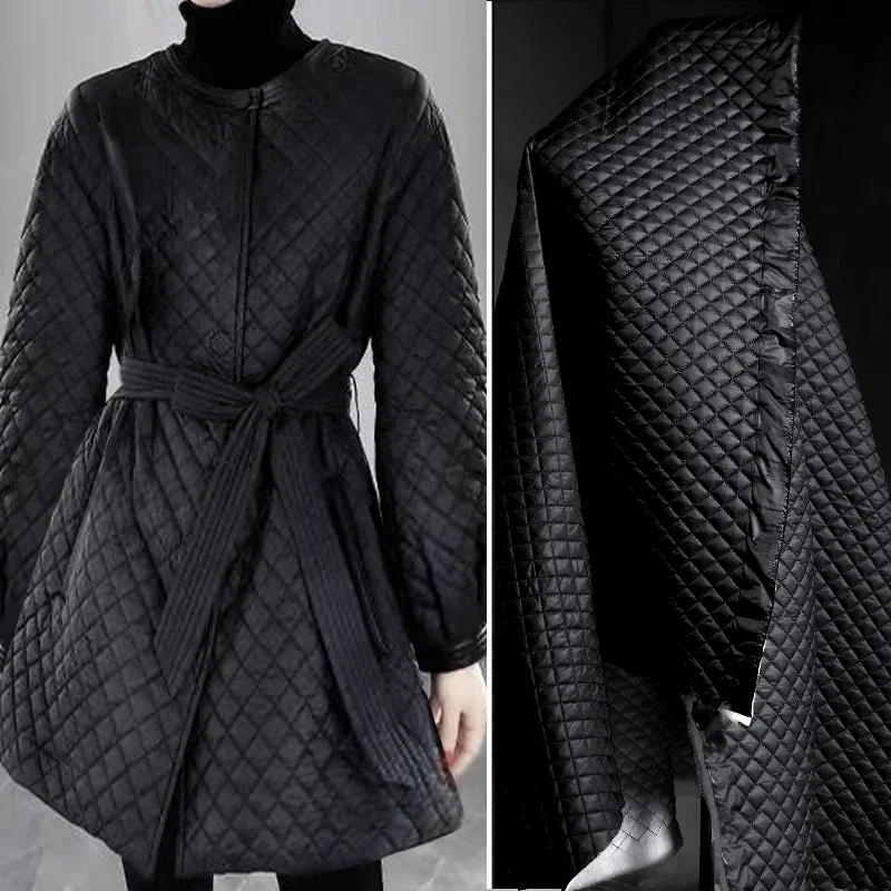 Xiaoxiangfeng White Checkered Quilted Cotton Fabric with Three-dimensional Texture Winter Coat Clothing Design Fabric