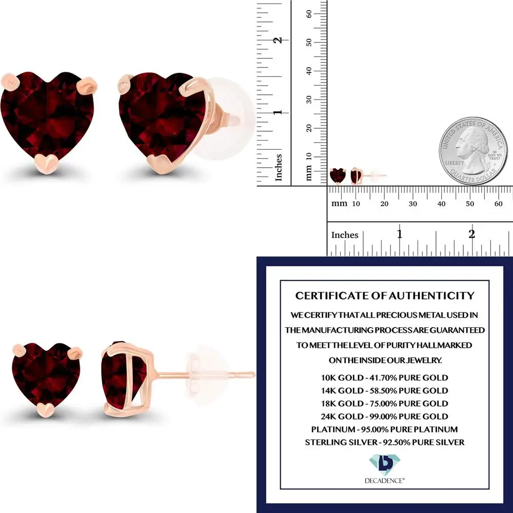 

Women's 14K Gold 6mm Heart Birthstone Stud Earrings - Hypoallergenic Natural or Created Gemstone Options for Special Occasions