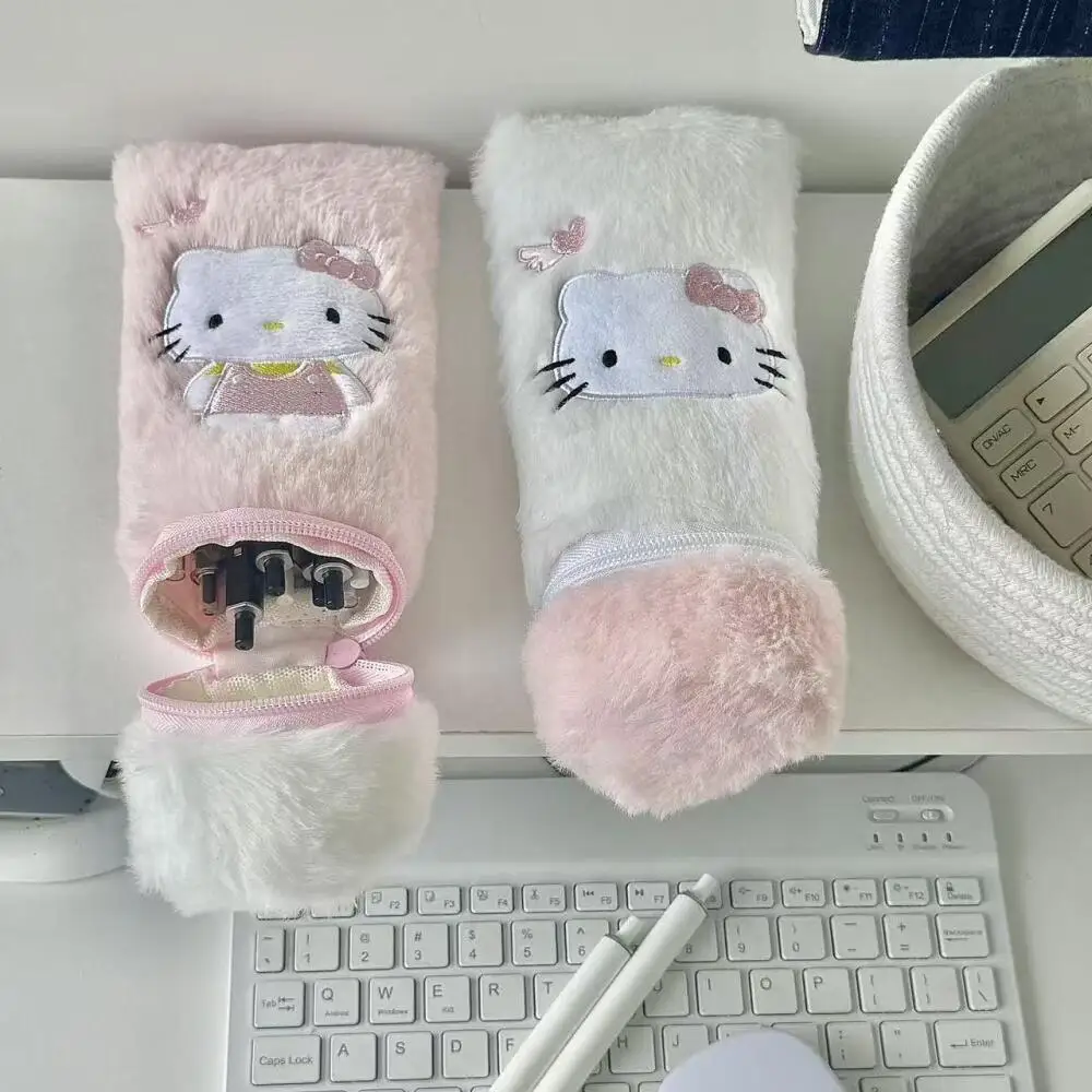 21cm sanrio hello kitty pasta de dente pelúcia moeda zíper bolsa lápis caso standable decoração desktop armazenamento cosméticos presente da menina