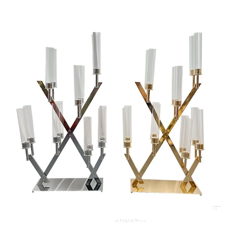 10 Stück 14-Kopf-Kerzenhalter aus Metall, Tischdekoration, Säulenständer, Partyvase, DIY-Dekoration – Detail 4