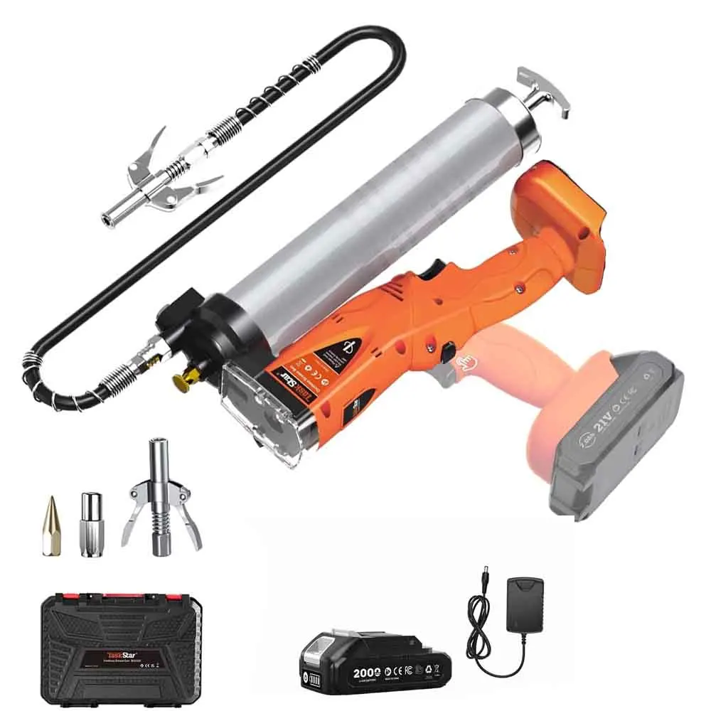 TaskStar 2-in-1 Kabellose Elektrische Fettpresse mit 39,4 Zoll Schlauch, Automatische 10000 PSI Fettpresse für Landwirtschaft, Werkstatt und Schwermaschinenwartung